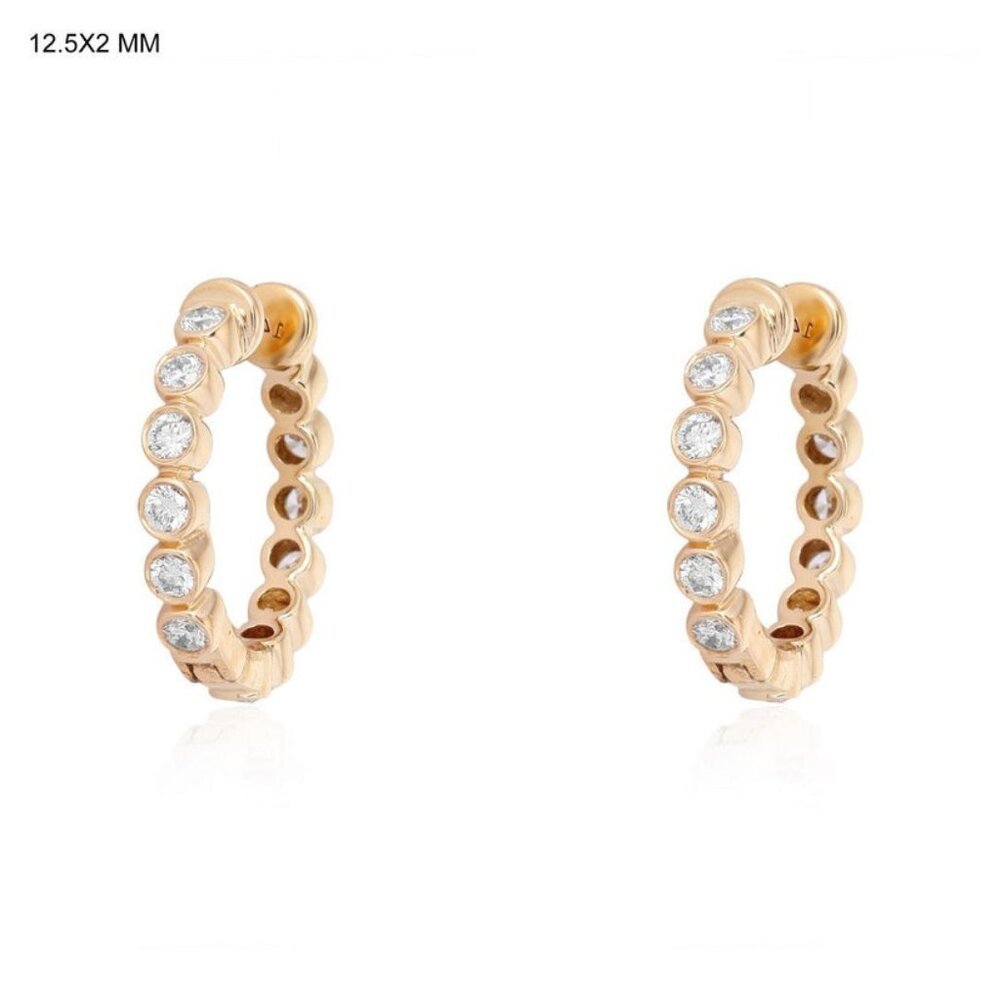 Round Diamond Aura 14K (or 18k upon request) Yellow Gold Huggie Earrings